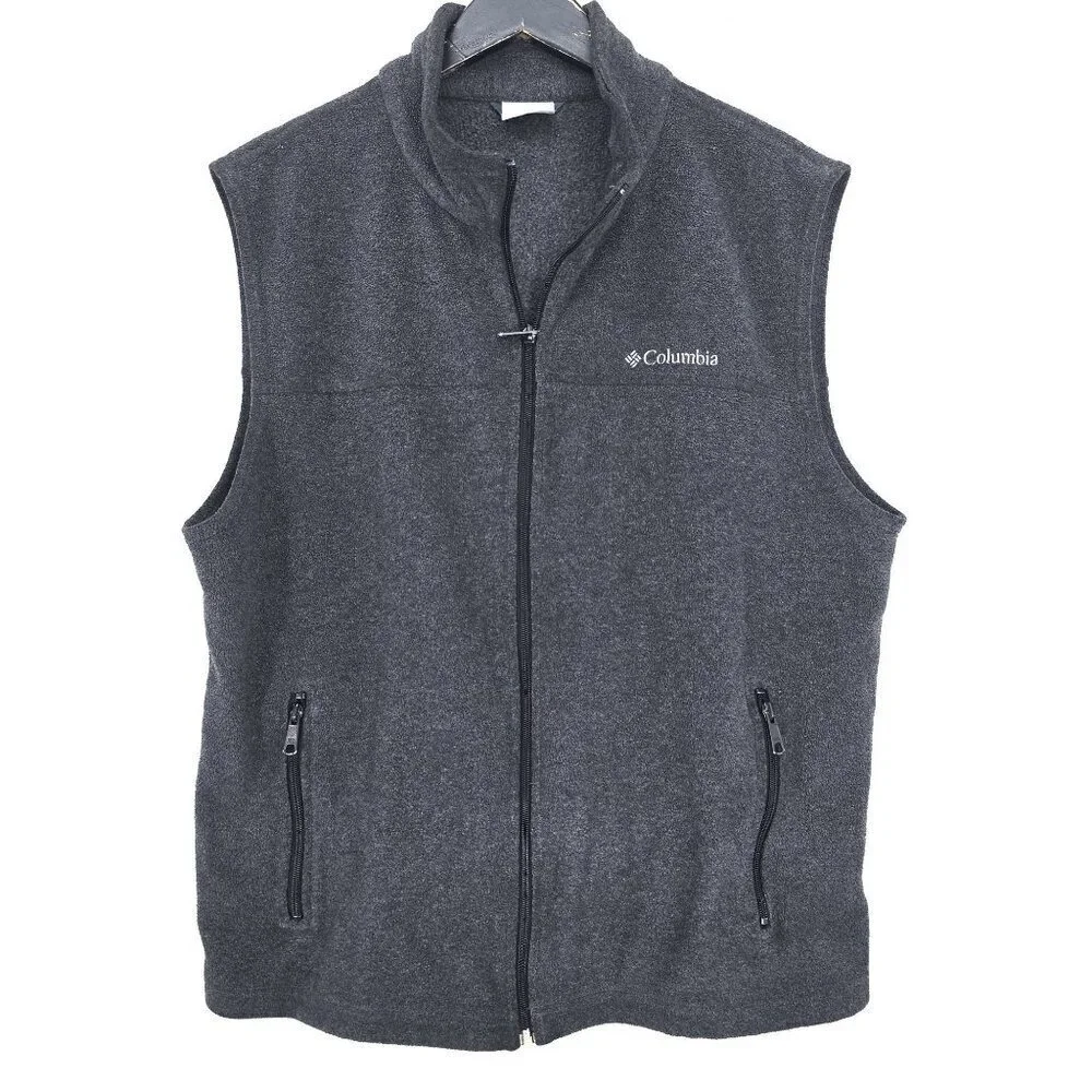 Columbia Gray Flecce Sweater Vest Men Size Large